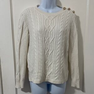 Vince Camuto Cream Cable Knit Sweater with Button Accents